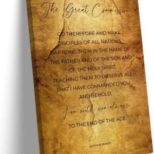 Matthew 28 19-20 The Great Commission Bible Verse Wall Art Scripture Poster for Bedroom Canvas Prints Vertical Picture Hanging Artwork for Bathroom Canvas Modern Oil Painting Decor Kitchen (12x18inch(30x45cm),Unframed)