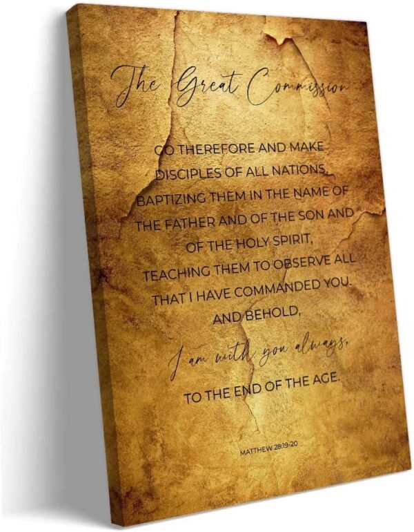 Matthew 28 19-20 The Great Commission Bible Verse Wall Art Scripture Poster for Bedroom Canvas Prints Vertical Picture Hanging Artwork for Bathroom Canvas Modern Oil Painting Decor Kitchen (12x18inch(30x45cm),Unframed)