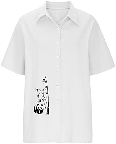 Cotton Tops for Women Summer Dressy Button Down Shirts Short Sleeve Tees Trendy Floral Lightweight Loose Fit Tops - Image 4