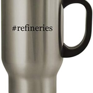 Knick Knack Gifts #refineries - 14oz Stainless Steel Hashtag Travel Coffee Mug, Silver