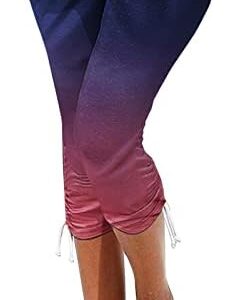 LONKITO Women's Summer Casual Pants Printed Joggers Comfy Lounge Pants Drawstring Running Sweatpants Capris
