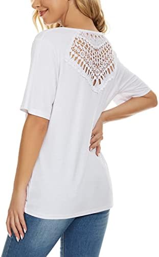 Womens Summer Henley Tops Short Sleeve Casual Basic T-Shirts Round Neck Button Up Soft Comfy Loose Blouse Tees - Image 7