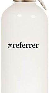 Molandra Products #referrer - 20oz Hashtag Stainless Steel White Water Bottle with Carabiner, White