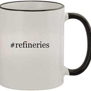 Knick Knack Gifts #refineries - 11oz Colored Handle and Rim Coffee Mug, Black