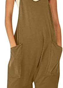 Perfectbot Women's 2023 Summer Casual Loose Zipper Pocket Slim Fit Sling Shorts Bodysuit Strap Pants