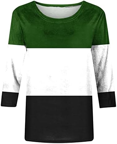 Womens Summer Tops 2023 Causal Dressy Shirts Fashion Crewneck Plus Size 3/4 Sleeve Tunic Elegant Loose Fit T Shirts - Image 4