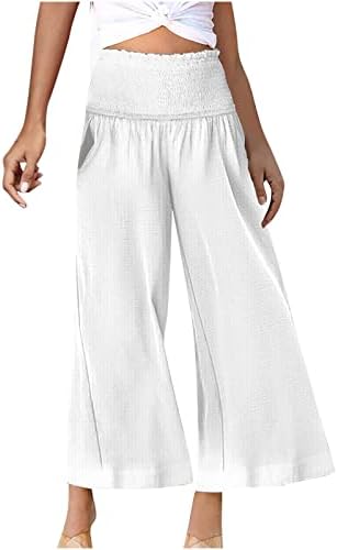 Mittory Women's Fashionable Ethnic Style Retro Wide Leg Rompers Printed Drawstring High Waist Denim Pants