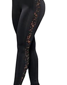Women's Summer Lace Panel Sports Yoga Casual Casual Loose Fit High Waisted Pants Columbia