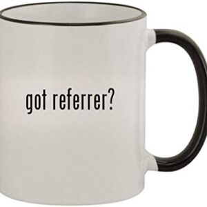 Knick Knack Gifts got referrer? - 11oz Colored Handle and Rim Coffee Mug, Black