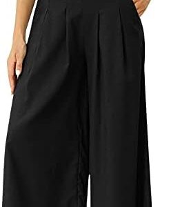 Mittory Women's Solid Casual Fashion Lounge Athletic Sweatpants Pocket Elastic Waist Versatile Wide Leg Capris