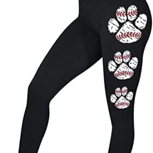 Women's Baseball Print Slim Fit Shirt Top High Waist Casual Bottom Pants Pants Bottom Pants