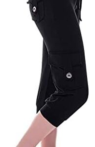 Mittory Women's Independence Day Elastic Waist Button Pocket Stretchy Workout Athletic Running Yoga Capris