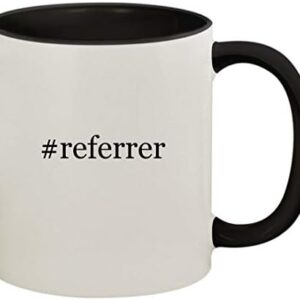 Knick Knack Gifts #referrer - 11oz Ceramic Colored Handle and Inside Coffee Mug Cup, Black