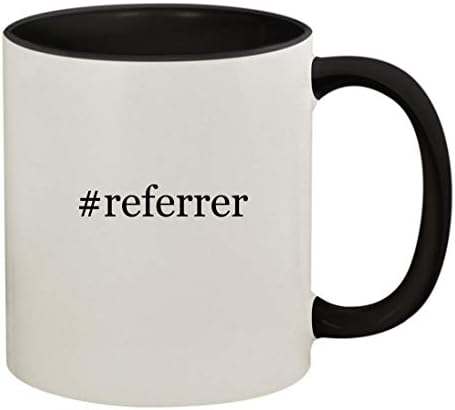 Knick Knack Gifts #referrer - 11oz Ceramic Colored Handle and Inside Coffee Mug Cup, Black