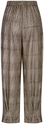 Women's Solid Lightweight High Waisted Fitting Imitation Denim Printed Lantern Wide Leg Pants with Pockets - Image 4