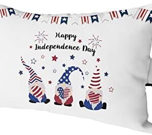 Funy Decor Outdoor Waterproof Lumbar Pillow American Flag Gnome Lounge Chair Pillow Stripes Stars Banner Head Resting Pillow with Adjustable Strap for Patio Recliner Office Car Seat Sofa 1 Pc