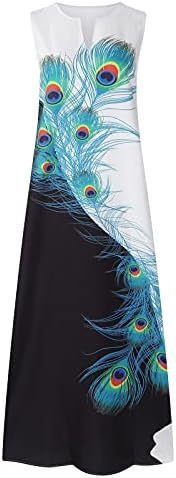 asntrgd Formal Dress for Women Summer Sleeveless Tank Long Dress with Pockets Fashion Irregular Hem Midi Dress Casual Dresses - Image 4