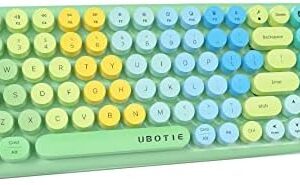 UBOTIE Colorful Bluetooth 100Keys Keyboards, Wireless Compact Rainbow Gradual Colors Retro Typewriter Flexible Keyboard for Tablet, Cellphones, PC