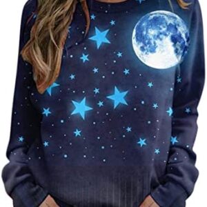 Yubnlvae Hoodiess for Women Graphic Long Sleeve Crew Neck 2023 Breathable Fashion Dressy Casual Soft Loose Fit Hoodies