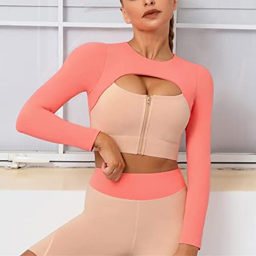Mittory Women's Patchwork Color Sports Zipper Yoga Suit Running Back Long-Sleeved Round Neck Top/Shirts - Image 5