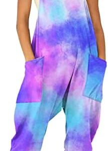 LONKITO Women's 2023 Summer Sleeveless Crop Tank Top Pockets Boho Floral Printed Straps Jumpsuit with Straps