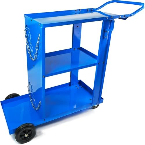 Welding Cart Heavy Duty for MIG TIG Welder Plasma Cutter 3-Tier Shelf with Tank Storage Blue