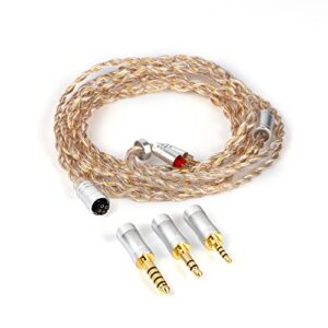 Linsoul Tripowin Petrichor 4 Core 26AWG OCC Cooper+OCC Silver-Plated +OCC Gold-Plated Upgraded HiFi Audio Cable with Detachable 3-in-1 2.5mm/3.5mm/4.4mm Plug for Audiophile Musician (0.78mm 2Pin)