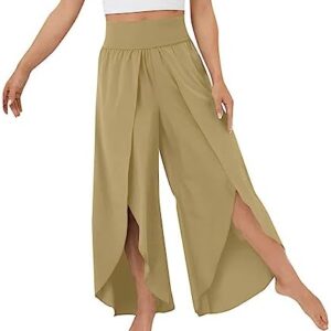 Neresum Wide Leg Pants for Women 2023 Summer Fashion High Waist Long Slit Flowy Flare Yoga Pant Plus Size Trousers