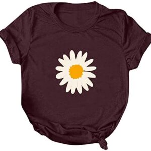 Sunflower Graphic Tee T Shirt for Women Short Sleeve Summer Graphic Casual Trendy Loose Fit Soft Shirts Tee Top
