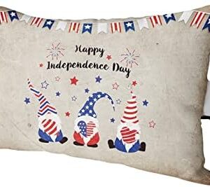 Funy Decor Outdoor Waterproof Lumbar Pillow US Flag Rustic Gnome Lounge Chair Pillow Stripes Banner Head Resting Pillow with Adjustable Strap for Patio Recliner Office Car Seat Sofa 1 Pc
