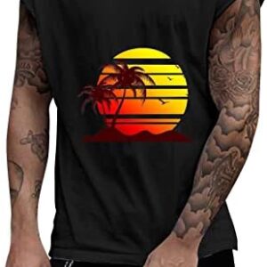 Tank Tops for Men Summer Casual Coconut Tree Print Sleeveless Vest Mens Hawaiian Sports Gym Floral Graphic T-Shirt