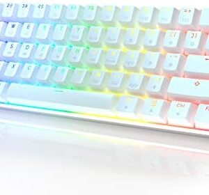 HK GAMING GK61 Mechanical Gaming Keyboard 60 Percent | 61 RGB Rainbow LED Backlit Programmable Keys | USB Wired | for Mac and Windows PC | Hotswap Gateron Optical Black Switchs | White