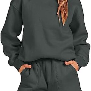 2 Piece Tracksuit for Women Long Sleeve Athletic Sweatsuits Sets Hoodie Sweatshirt Jogging Shirts Suit with Shorts