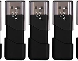 PNY 32GB Attaché 3 USB 2.0 Flash Drive, 5-Pack, BLACK