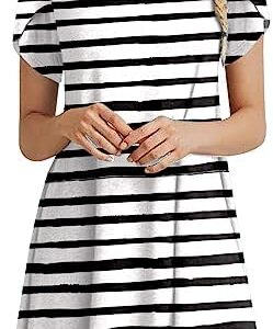 perfectbot Women's 2023 Summer Casual Loose Round Neck Petal Sleeve Floral Print Fitting Dress with Double Pockets