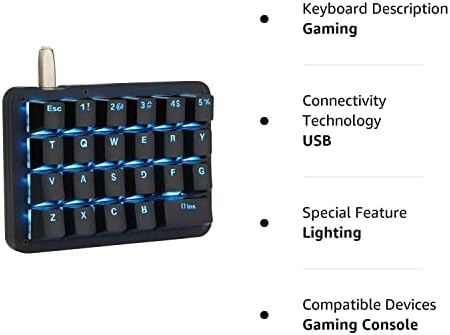 Koolertron One Handed Macro Mechanical Keyboard, Blue LED Backlit Portable Mini One-Handed Mechanical Gaming Keypad 23 Fully Programmable Keys Red Switches (Blue Backlit/Red switches) - Image 8
