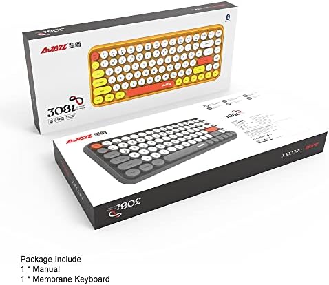 NACODEX 308I Wireless Bluetooth Keyboard with Compact 84 Keys Cute Retro Round Keycaps - Comfortable Ergonomic Typewriter Keyboard Compatible with Android Windows iOS(Grey) - Image 6