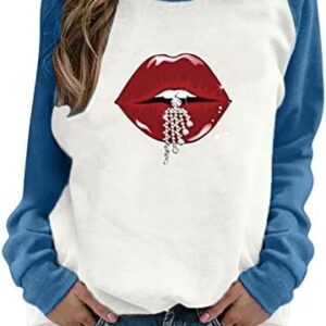 Womens Casual Sweatshirts Hoodies Crewneck Novelty Print Long Sleeve Pullover Lightweight Fitting Tops Comfy Clothes