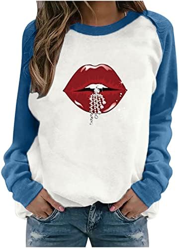 Womens Casual Sweatshirts Hoodies Crewneck Novelty Print Long Sleeve Pullover Lightweight Fitting Tops Comfy Clothes