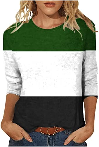 Womens Summer Tops 2023 Causal Dressy Shirts Fashion Crewneck Plus Size 3/4 Sleeve Tunic Elegant Loose Fit T Shirts