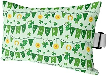 Funy Decor Outdoor Waterproof Lumbar Pillow Lucky Banner with Four Leaf Clover Lounge Chair Pillow Head Resting Pillow with Adjustable Strap for Patio Recliner Office Car Seat Sofa 1 Pc