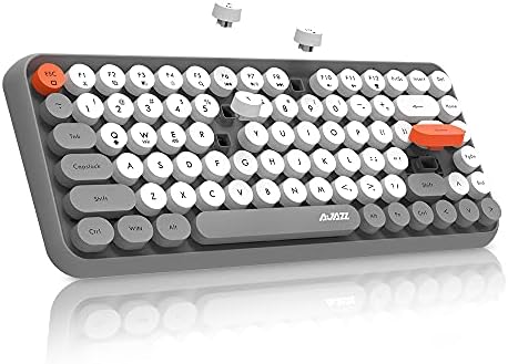 NACODEX 308I Wireless Bluetooth Keyboard with Compact 84 Keys Cute Retro Round Keycaps - Comfortable Ergonomic Typewriter Keyboard Compatible with Android Windows iOS(Grey)