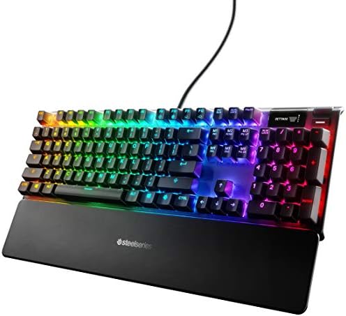 SteelSeries Apex 7 Mechanical Gaming Keyboard – OLED Smart Display – USB Passthrough and Media Controls – Tactile and Clicky – RGB Backlit (Blue Switch)