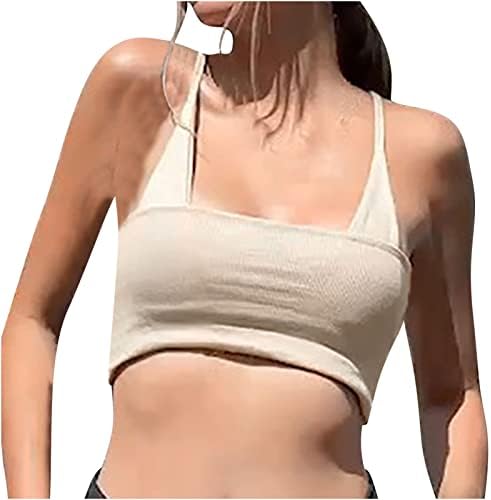 Womens Ribed Kintting Tops Strappy Tight Fashion Blouses Casual Dressy Cute Tees Sleeveless 2023 Summer Crop Tank