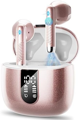 Wireless Earbud Bluetooth 5.3 Headphones with Clear Sound, 40H Playtime, Sport Earbud Touch Control with LED Digital Display, IP7 Waterproof Bluetooth Earphones Built-in Mic for Android iOS Workout