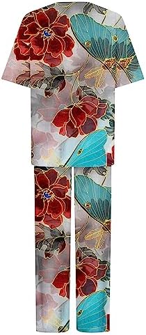 Women's 2023 Summer Casual Loose Fitting Cotton Linen Printed Short Sleeved Shirt Set Casual Two-Piece Set - Image 5