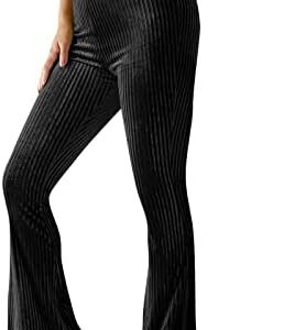 Women's Casual Velvet Pit Solid Color High-Waist Flare Trousers
