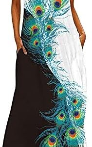 asntrgd Formal Dress for Women Summer Sleeveless Tank Long Dress with Pockets Fashion Irregular Hem Midi Dress Casual Dresses