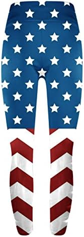 Women's Independence Day Casual Bottomed Elastic Breathable Cotton Printed High Waist Bottomed Pants - Image 4