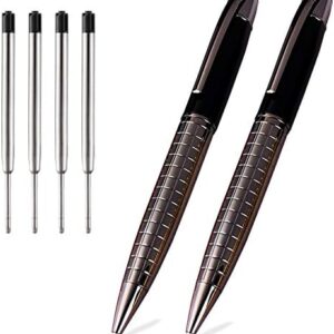 Obacle Ballpoint Pens Black Pens Medium Ball Point 1.0mm Smooth Writing Grip Metal Retractable Executive Business Office Fancy Nice Gift Pen for Men Women (Gun Black, 2 Pack 4 Refills)